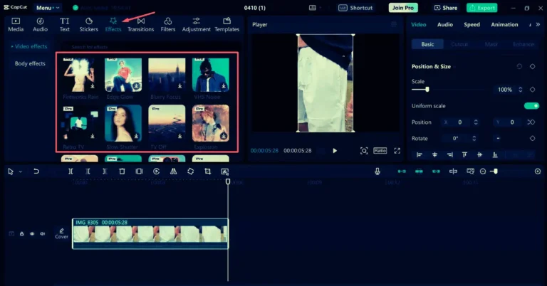 Premium Effects and Filters in CapCut